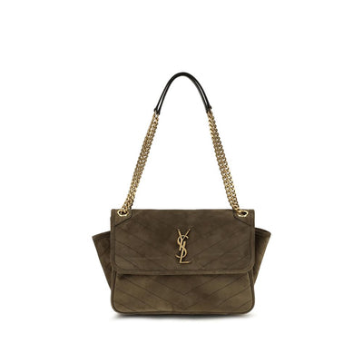 Saint Laurent Bicolor Suede Leather Shoulder Bag