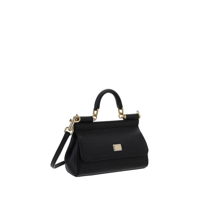 Dolce & Gabbana Black Calf Leather Bos Taurus Handbag