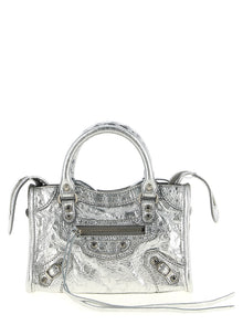 Balenciaga Silver Lamb Leather Crossbody Bag