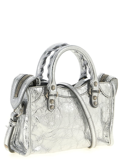 Balenciaga Silver Lamb Leather Crossbody Bag