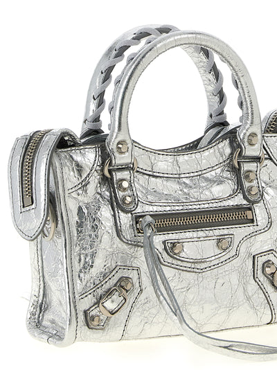 Balenciaga Silver Lamb Leather Crossbody Bag