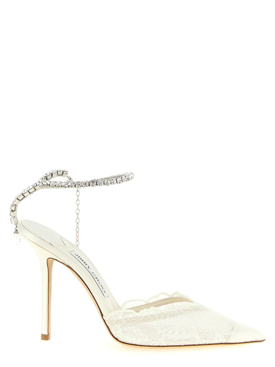 Jimmy Choo White Tencel High Heel Pumps