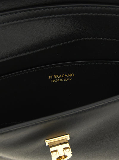 Ferragamo Black Calfskin Clutch Bag