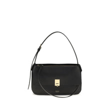 Ferragamo Black Calf Leather Bos Taurus Shoulder Bag