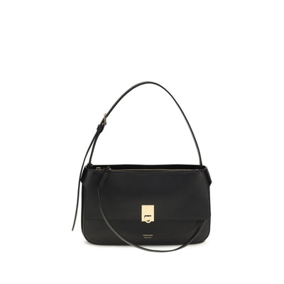 Ferragamo Black Calf Leather Bos Taurus Shoulder Bag