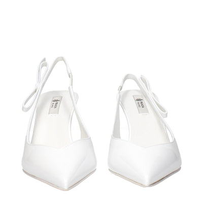 Prada White Leather High Heel Pumps