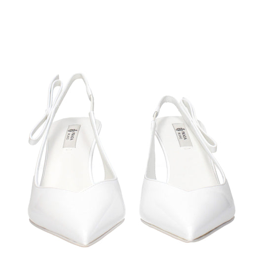 Prada White Leather High Heel Pumps