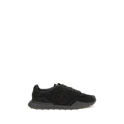 Dolce & Gabbana Black Calf Leather Bos Taurus Athletic Sneakers