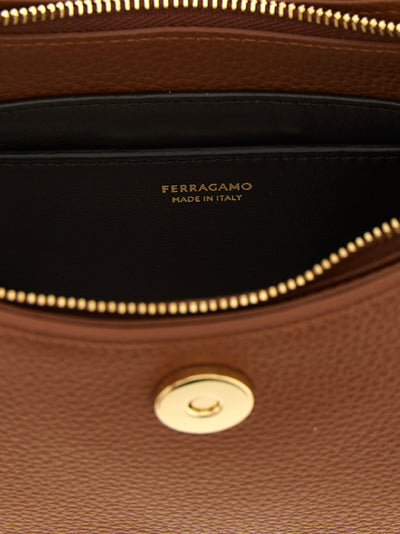 Ferragamo Brown Calfskin Shoulder Bag