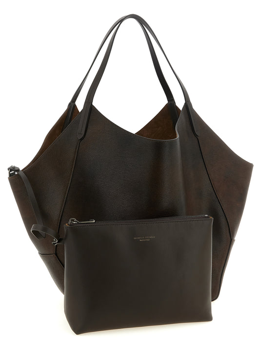 Brunello Cucinelli Brown Calfskin Tote Bag