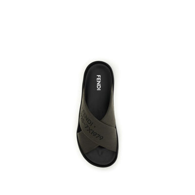 Fendi Bicolor Polyester Flat Sandals