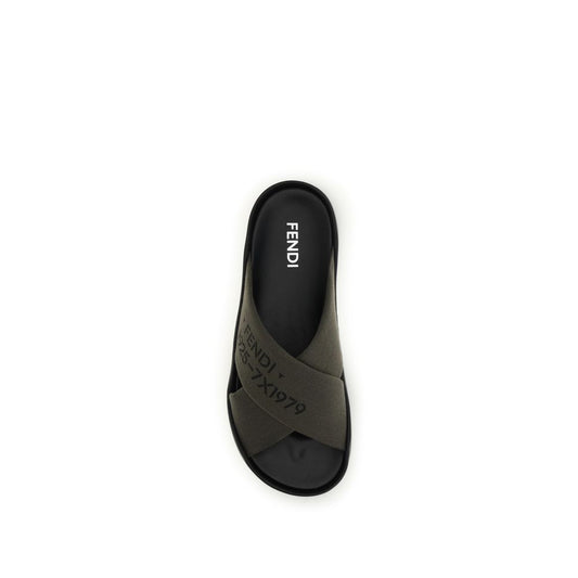 Fendi Bicolor Polyester Flat Sandals