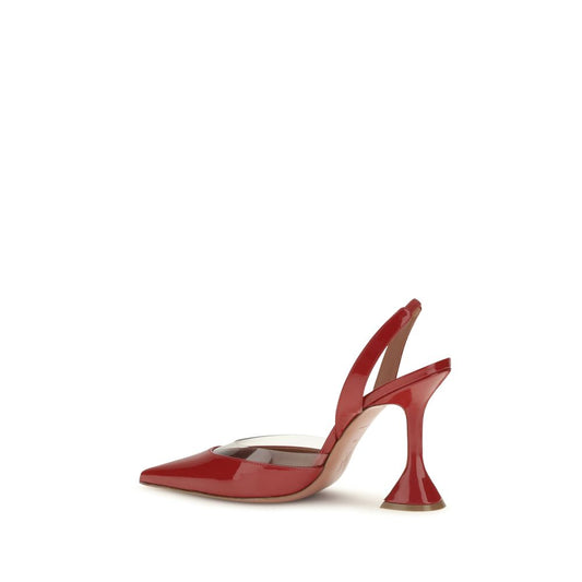 Amina Muaddi Red Calf Leather Bos Taurus High Heel Pumps