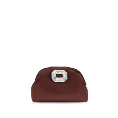 Amina Muaddi Bordeaux Satin Shoulder Bag