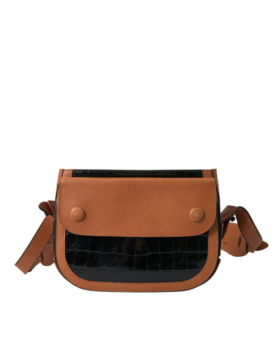 Balenciaga Black Brown Exotic Skin Leather Shoulder Camera Purse Bag