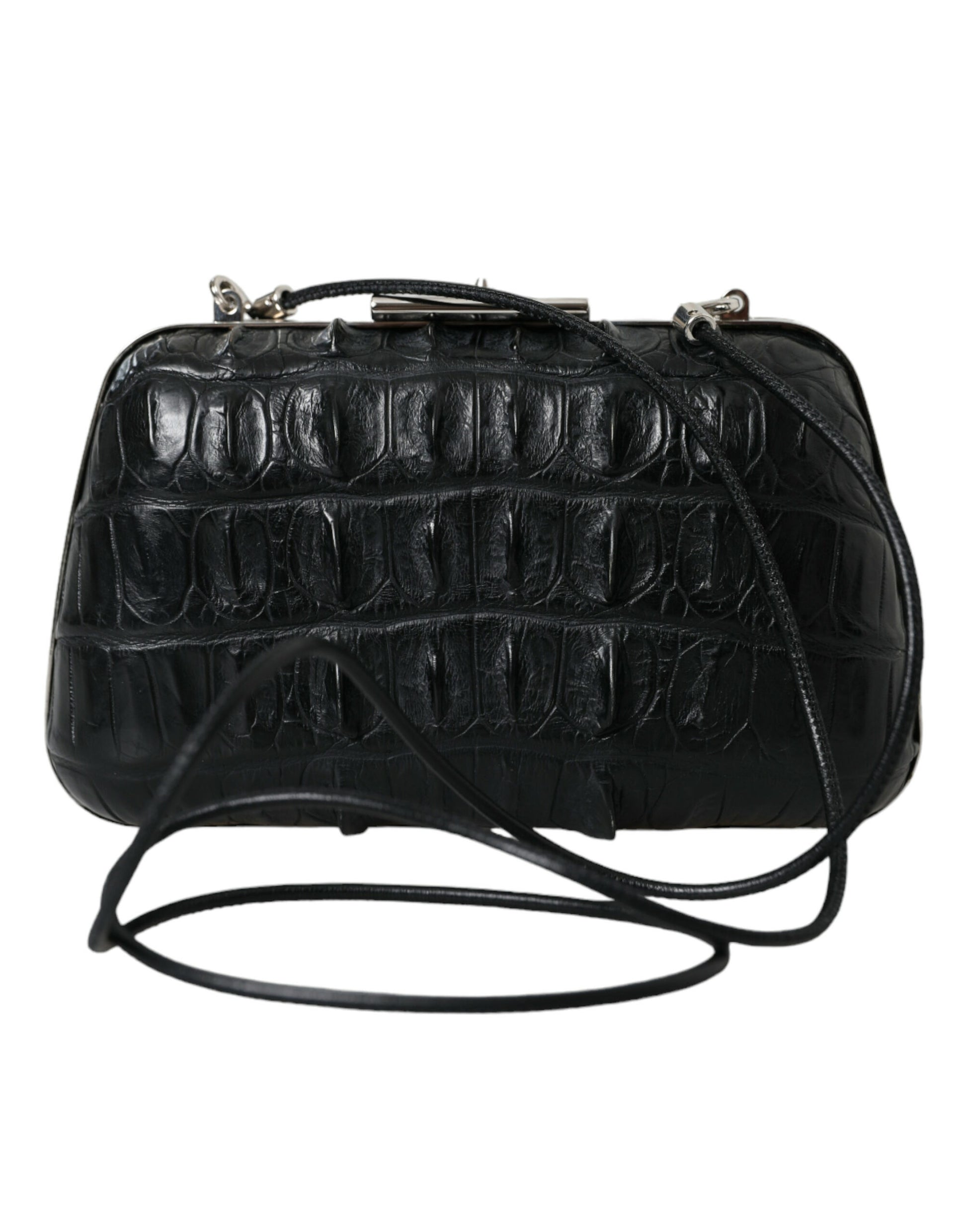 Balenciaga Black Exotic Skin Leather Shoulder Crossbody Box Clutch Bag