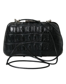 Balenciaga Black Exotic Skin Leather Shoulder Crossbody Box Clutch Bag