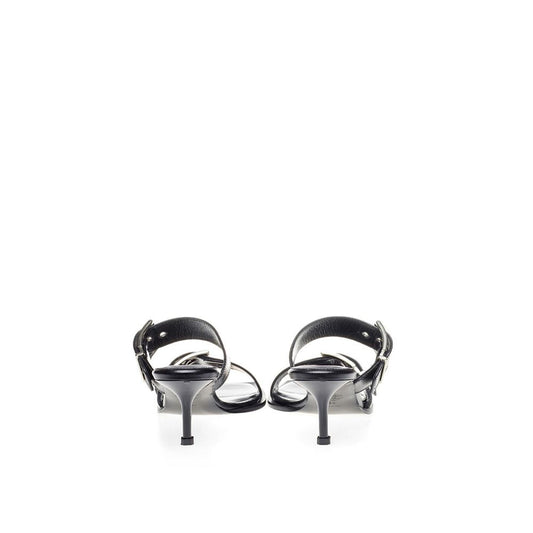Alexander McQueen Black Leather Stiletto Heel Sandals