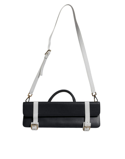 Dolce & Gabbana Blue White Calfskin Leather Crossbody Shoulder Bag