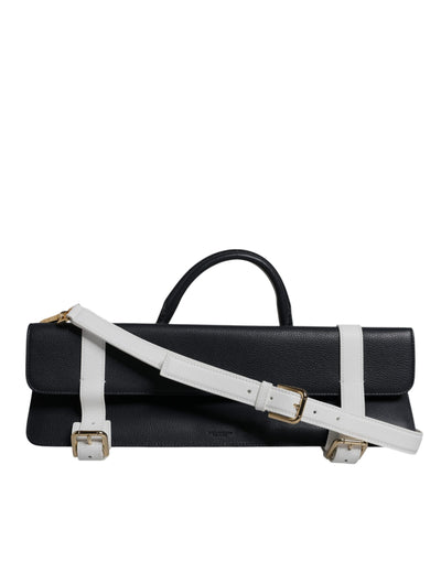 Dolce & Gabbana Blue White Calfskin Leather Crossbody Shoulder Bag