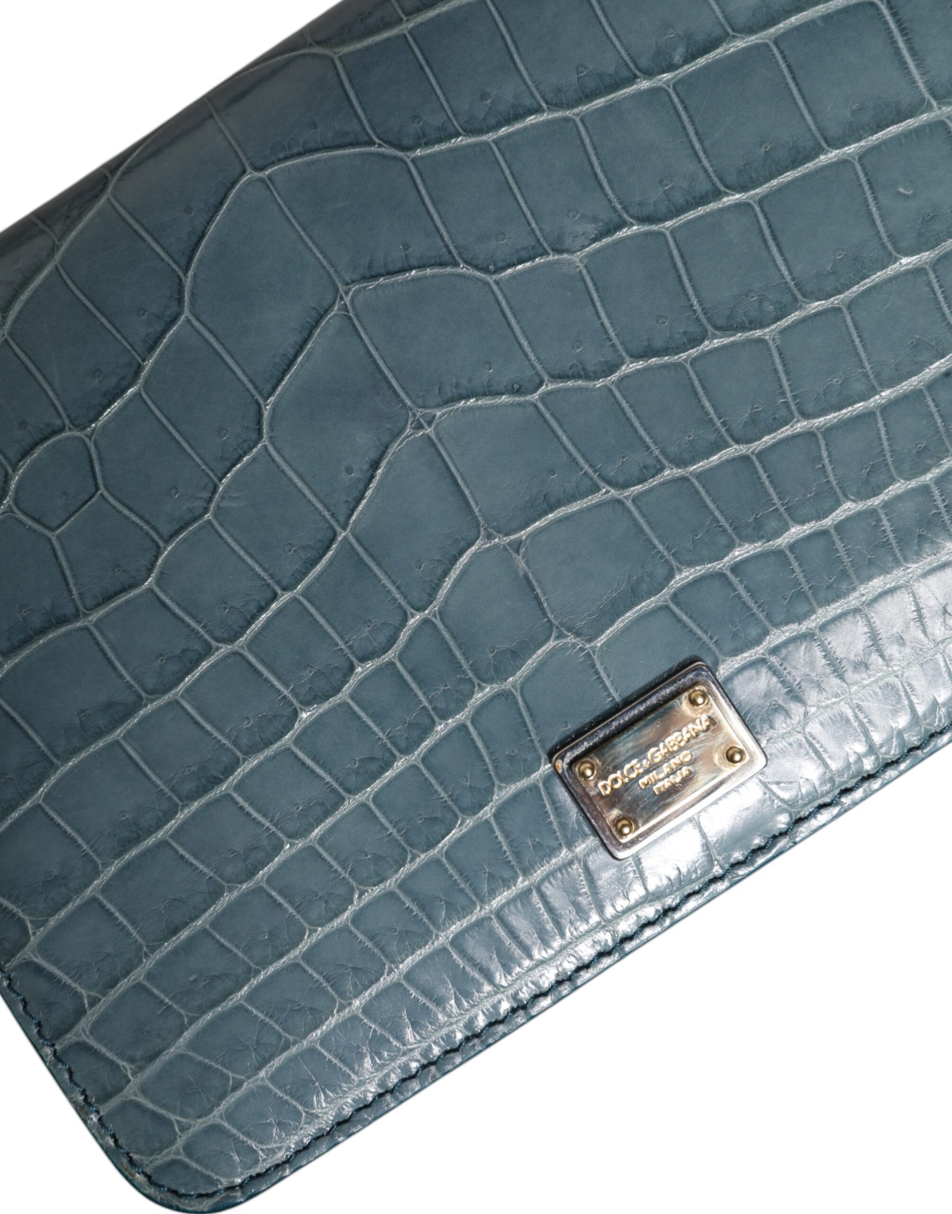 Dolce & Gabbana Green Exotic Leather DG Plaque Crossbody Mini Bag