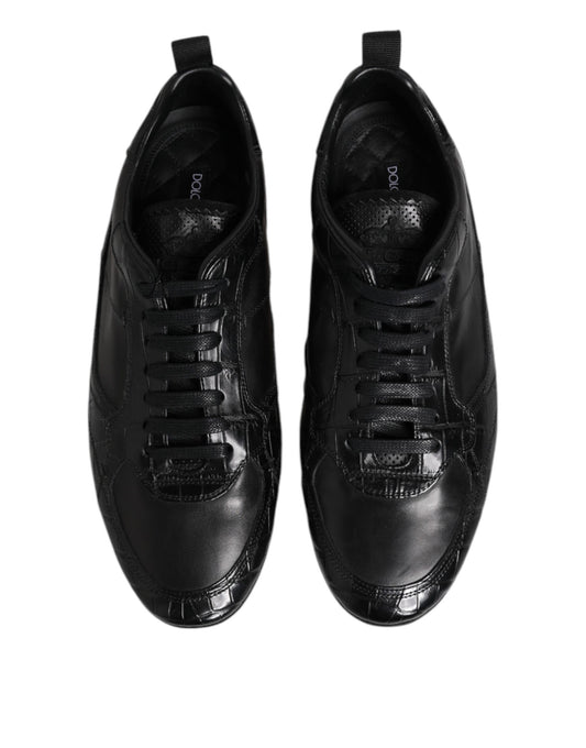 Dolce & Gabbana Black Exotic Leather Low Top Sneakers Shoes