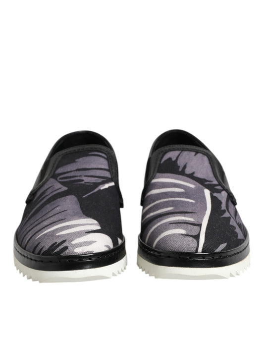 Dolce & Gabbana Black Tropical Slip On Men Sneakers Shoes