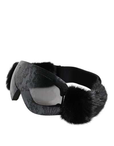 Dolce & Gabbana Black Bi0759 Lace Mirrored Ski Goggles Mask Sunglasses