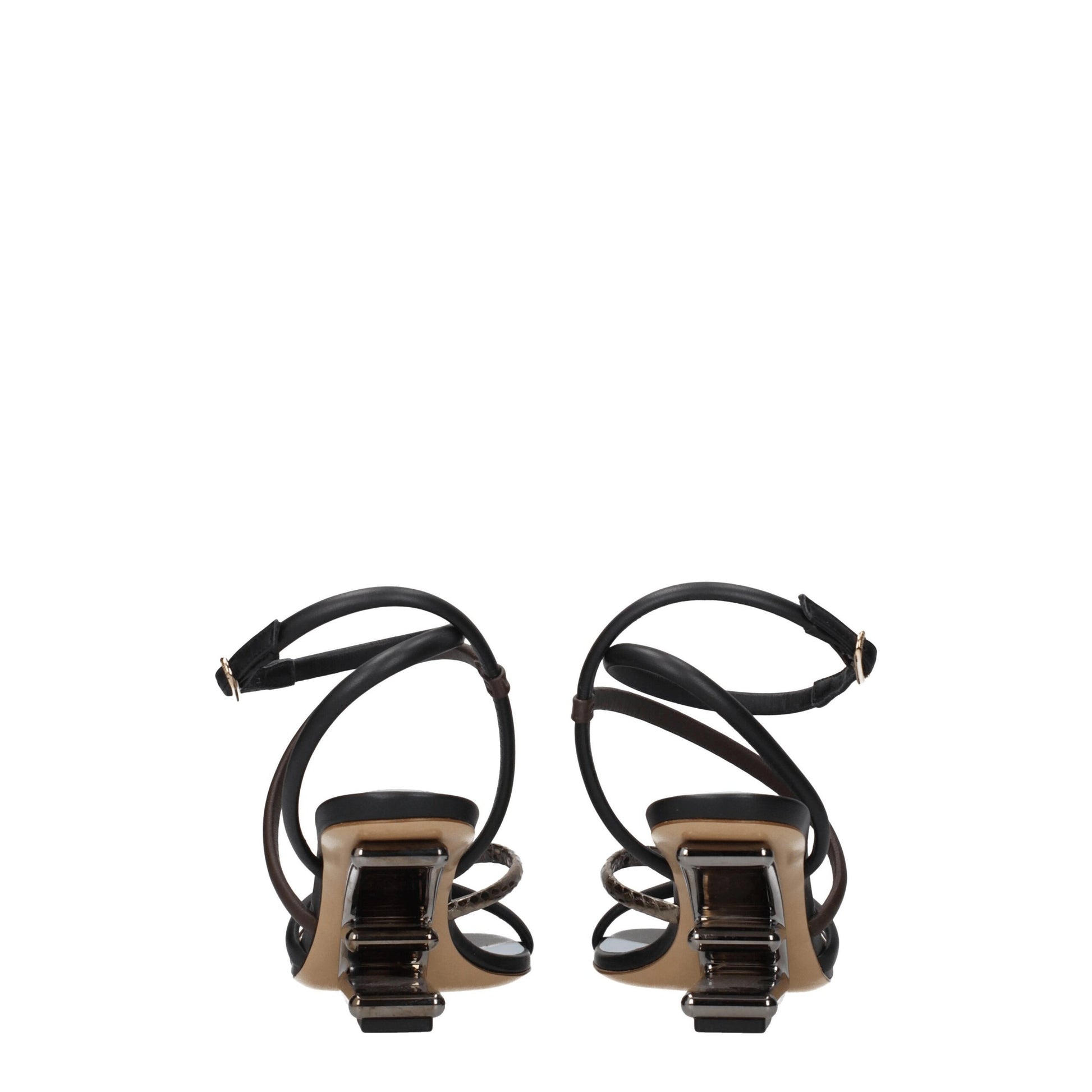 Fendi Multicolor Leather Flat Sandals