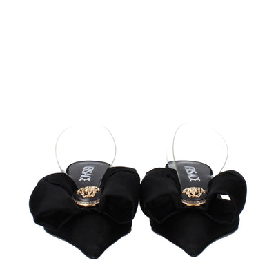 Versace Black Satin Flat Sandals