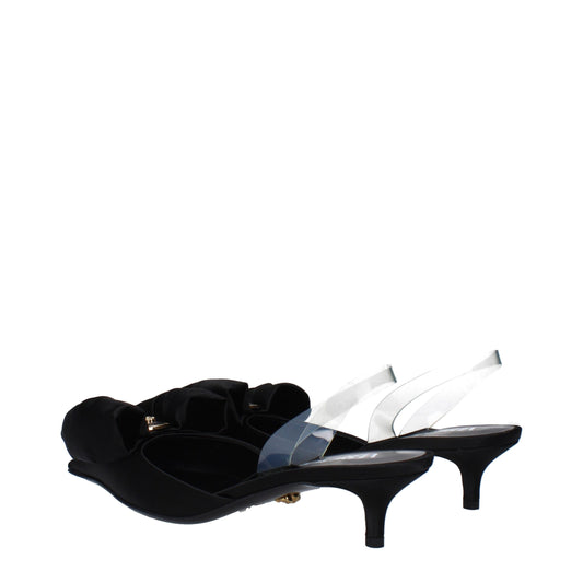 Versace Black Satin Flat Sandals