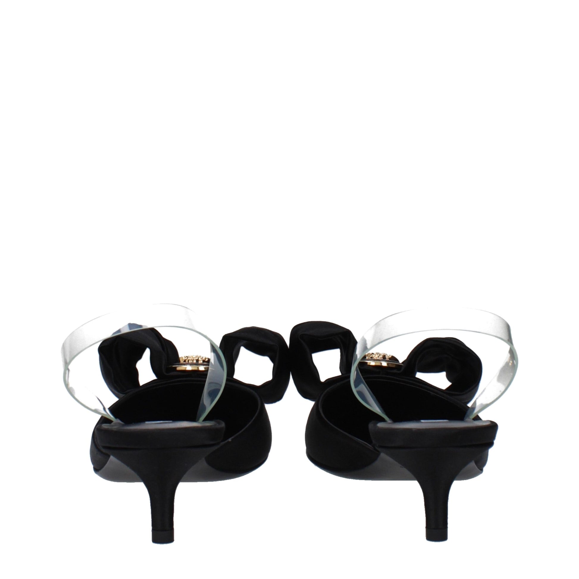 Versace Black Satin Flat Sandals
