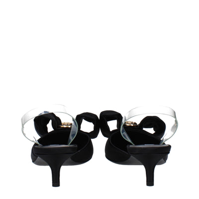 Versace Black Satin Flat Sandals
