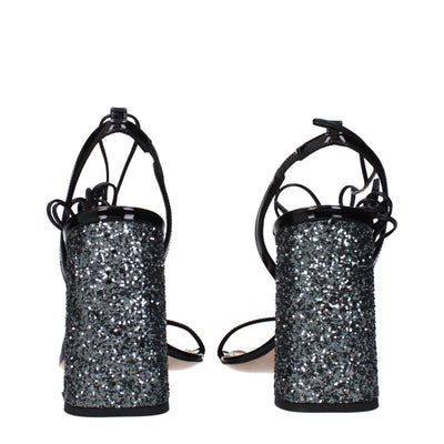 Miu Miu Black Leather Platform Sandals