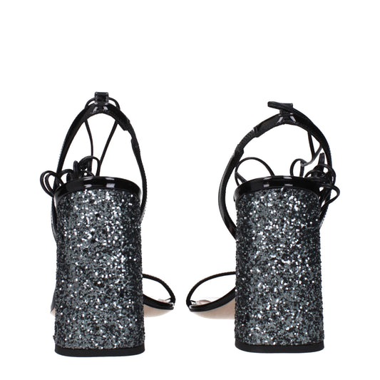 Miu Miu Black Leather Platform Sandals