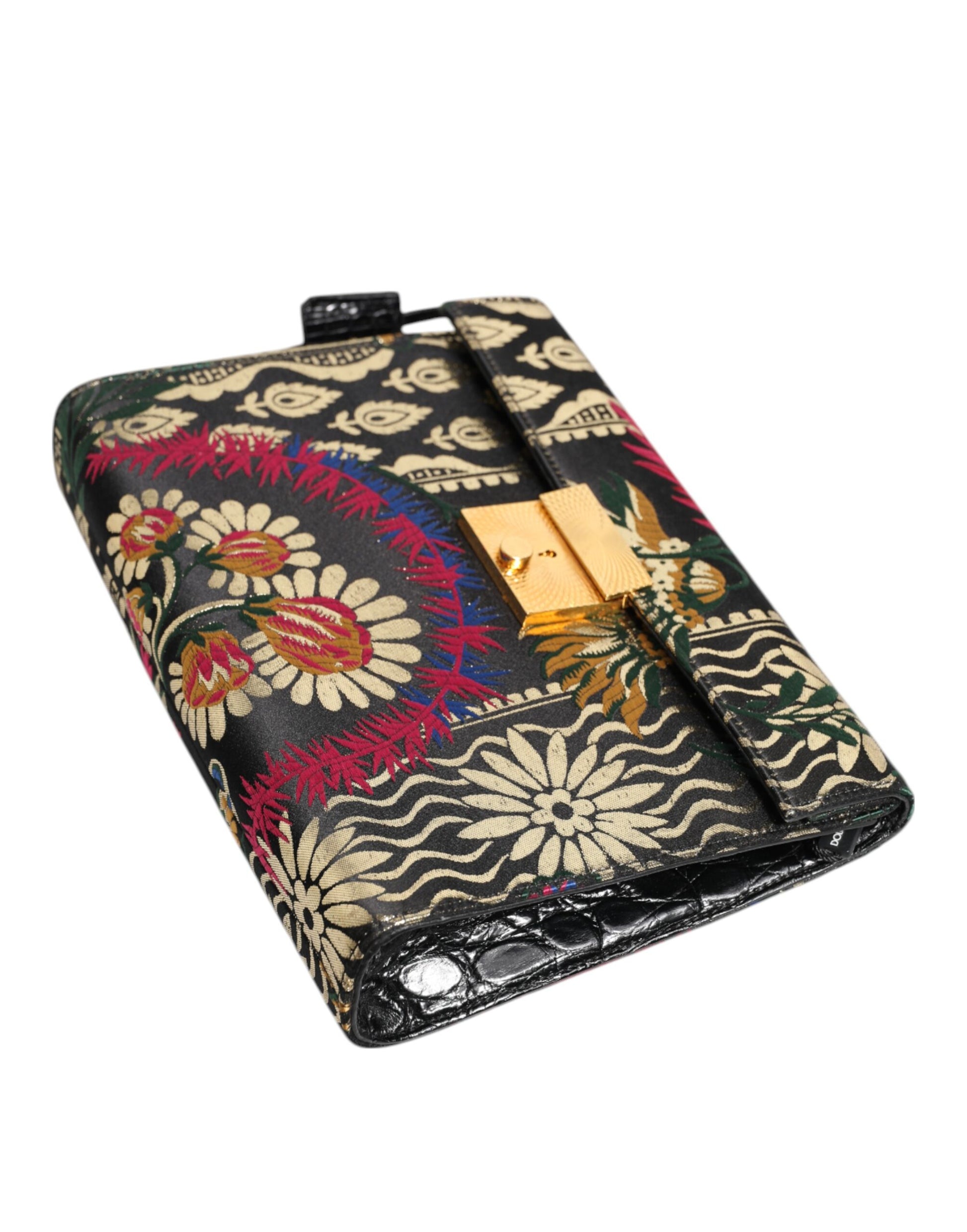 Dolce & Gabbana Multicolor Jacquard Floral Document Briefcase Bag