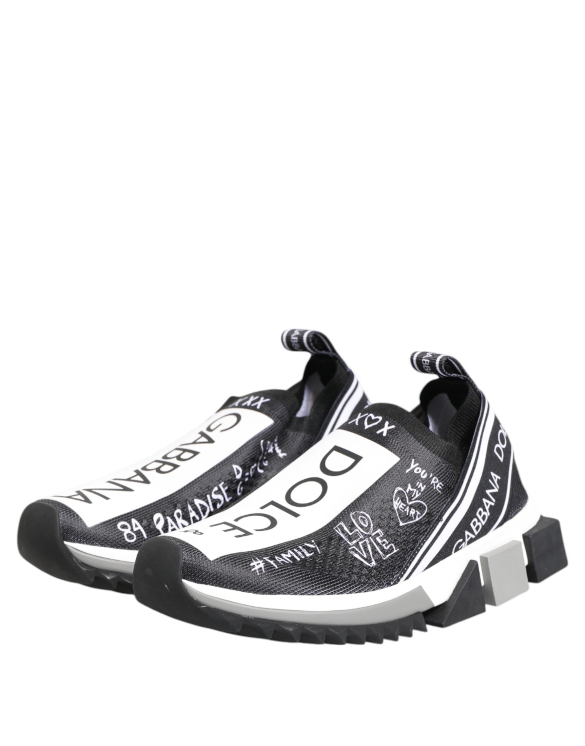 Dolce & Gabbana Black White Sorrento Low Top Sneakers Shoes