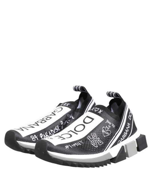 Dolce & Gabbana Black White Sorrento Low Top Sneakers Shoes