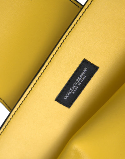 Dolce & Gabbana Yellow Smooth Leather DG Logo Clutch Crossbody Case Bag