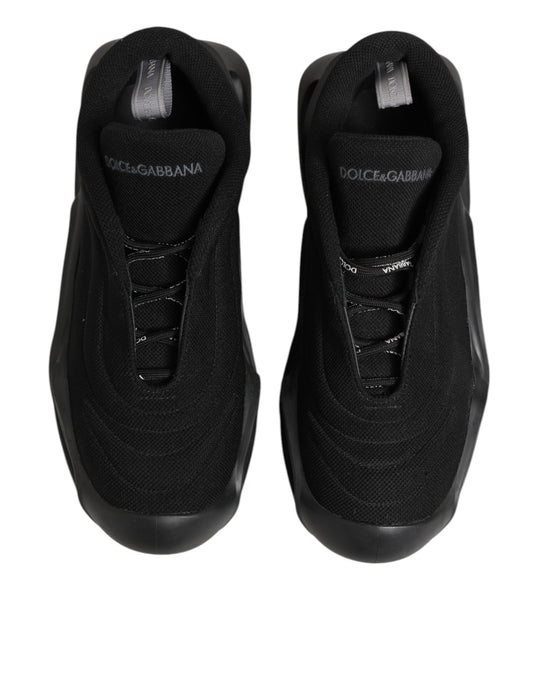 Dolce & Gabbana Black Lace Up Wave Low Top Men Sneaker Shoes