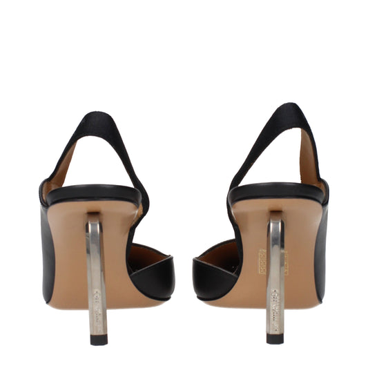 Off-White Black Leather High Heel Pumps