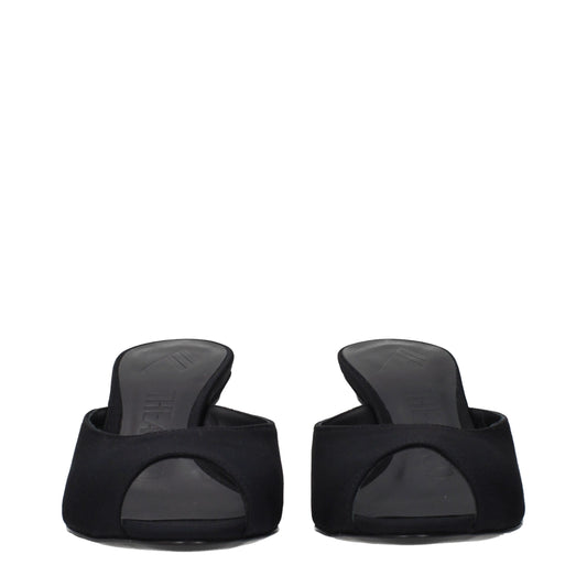 The Attico Black Fabric Flat Sandals