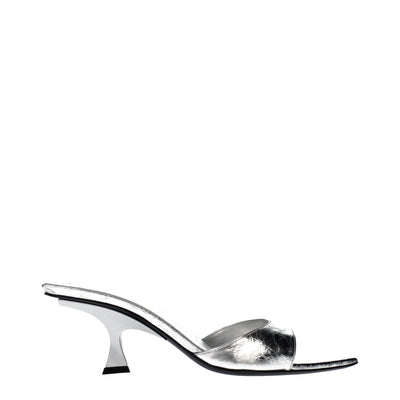 The Attico Gray Leather Flat Sandals