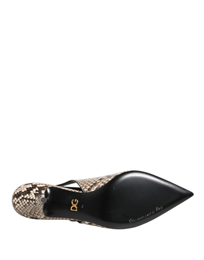 Dolce & Gabbana Multicolor Leather Heels Slingback Shoes