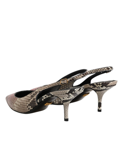 Dolce & Gabbana Multicolor Leather Heels Slingback Shoes