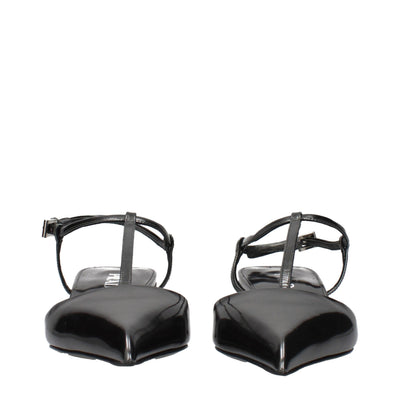 Prada Gray Leather Flat Sandals