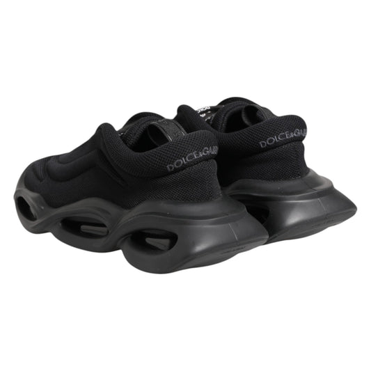 Dolce & Gabbana Black Slip On Low Top Wave Sneakers Shoes